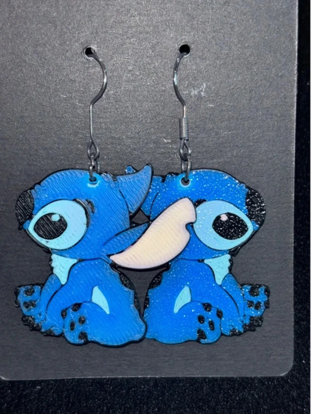 3D Printed Blue Cartoon Character Earrings